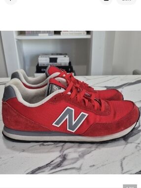 New Balance 411 Classics Sneakers, Mens 9.5 Red Canvas & Suede